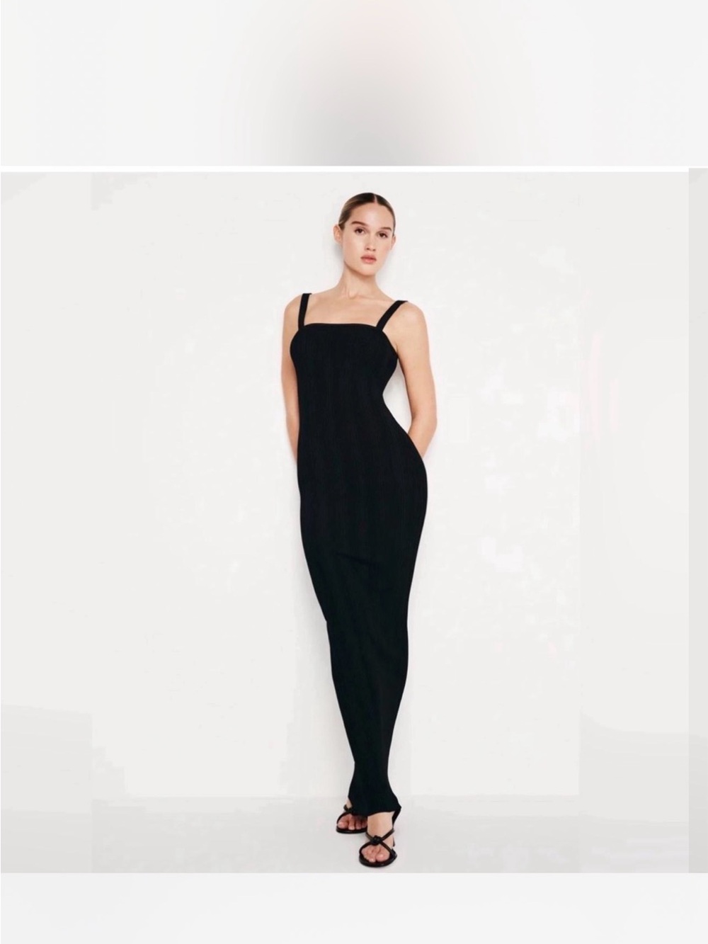 Good American Black Square-Neck Maxi Dress